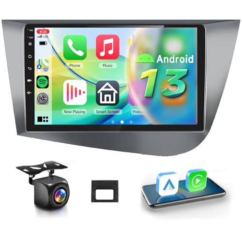 Autoradio [4G+64G] per Seat Leon 2 MK2 (2005-2012), Schermo Touch da 9 Pollici Android 13 con CarPlay e Android Auto, BT5.0 WIFI GPS RDS FM EQ
