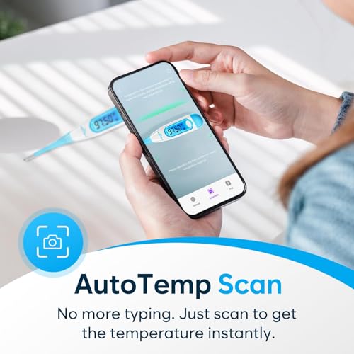 Image of Easy@Home Digital Basal Thermometer for Ovulation: Backlight LCD Display 1 /100th Degree High Precision BBT, Memory Recall, NOT Bluetooth Enabled - Scan Results with Premom Fertility Tracker App, Blue