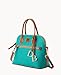 Dooney & Bourke Women's Domed Satchel in Pebble Grain Leather, Large Handbag with Adjustable & Detachable Shoulder Strap - Green