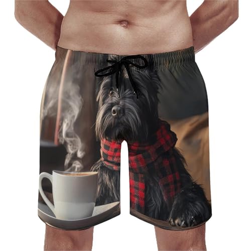 Cute Scottish Terrier Dog Men's Swim Trunks Quick Dry Board Shorts Hawaiian Beach Shorts With Pocket
