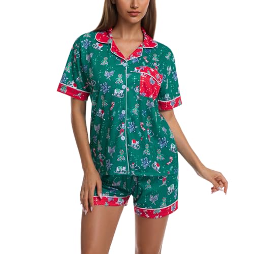 Image of Womens Pajamas Set Shorts Button Down 2 Piece Monkey Bunny Y2k Roller Dupes Rabbit Preppy Lounge Pjs Comfy Sleep Wear
