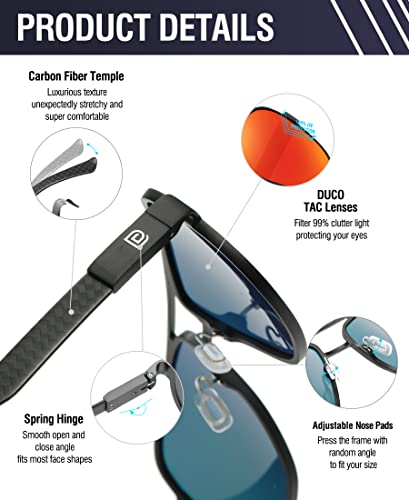 Image of DUCO Aviator Sunglasses for Men Women Carbon Fiber Polarized Sunglasses Men UV Protection for Driving Golf Fishing 3051
