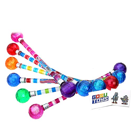 15" Long Cheerleader Baton Sticks Glitter Baton (6 Pack) Twirling for Girls Marching Band Games Toy with 2 GosuToys Stickers Gift Bundle