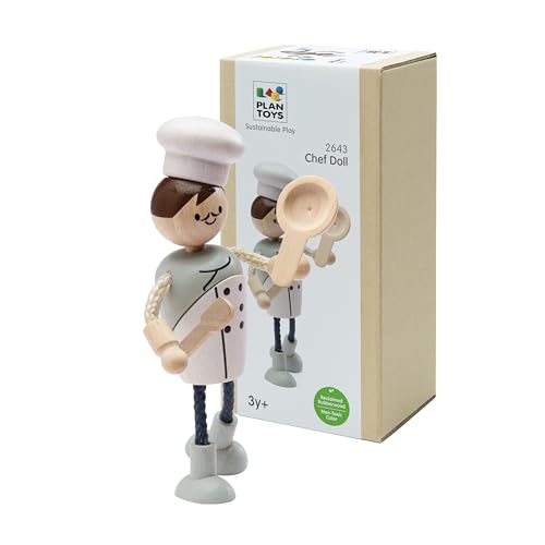 Muñeca Chef de Madera Poseable PlanToys 1:12 miniatura 1