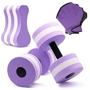 Kxuhivc Aquatic Fitness Set Water Dumbbells Pull Buoy Leg Float EVA 5-Layer Water Aerobics Workouts 2PCS Foam Barbells…