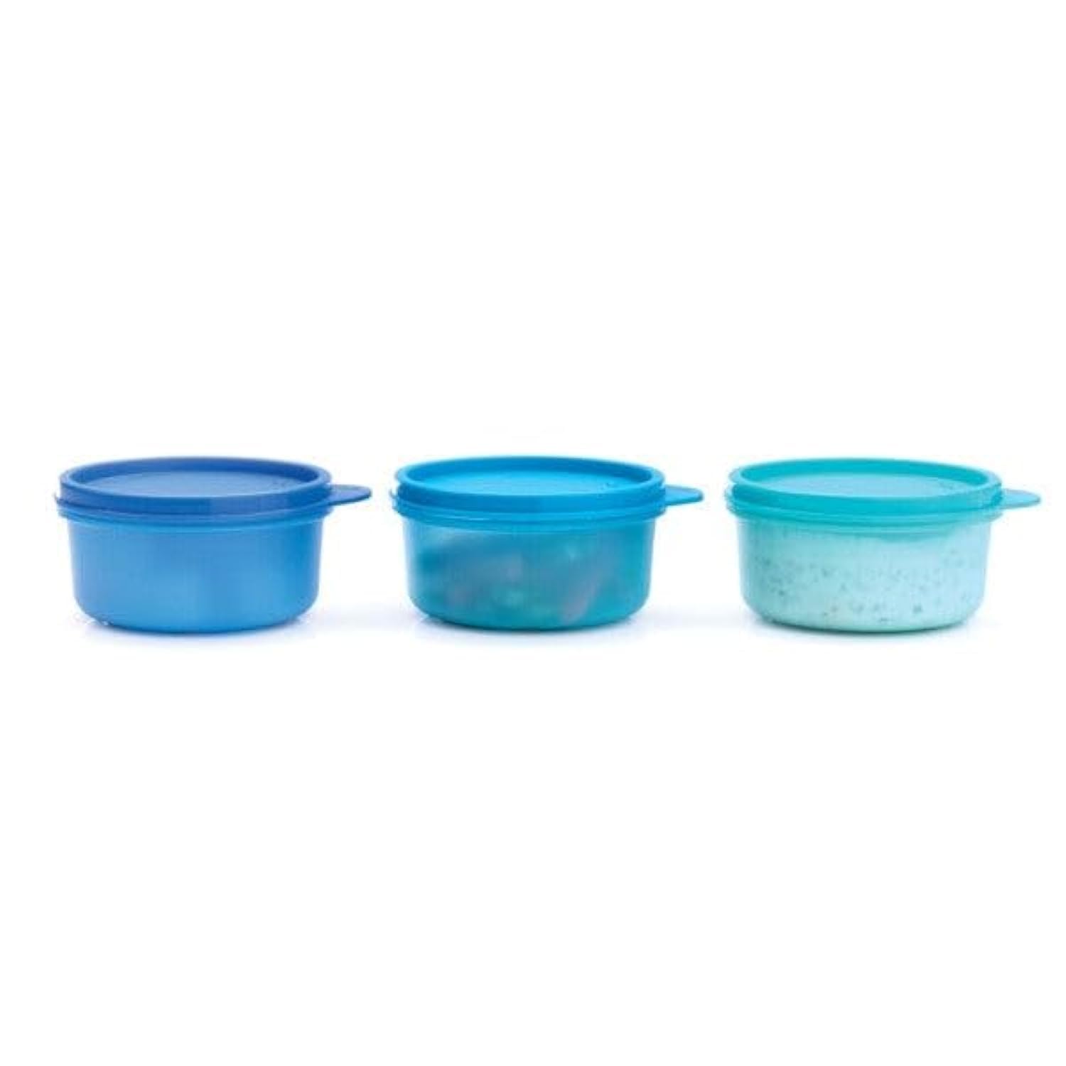 Tupperware Plastic Mini Fridge Storage Serving Cups 3-Piece Set, 200 ml Capacity, Blue-image-2