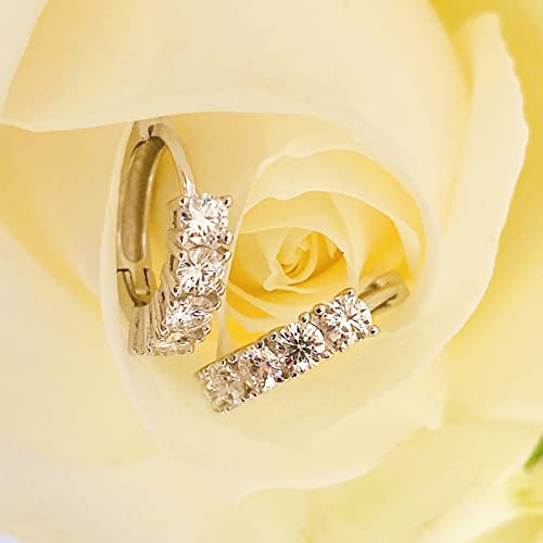 Moissanite Hoop Earrings For Women, Lab Created Diamond Huggie Earrings White Gold Plated Sterling Silver Hoop Earrings For Women Gifts #TOP4