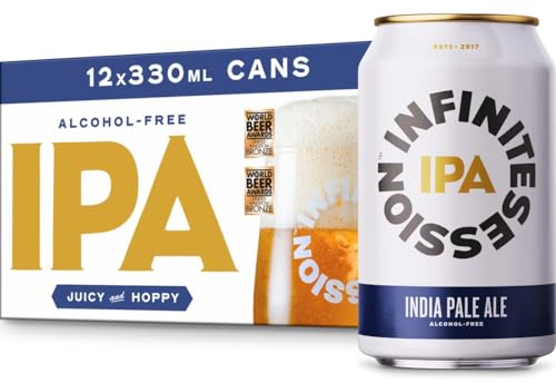 Infinite Session IPA - Alcohol Free Beer - 12 x 330 ml Cans of Non Alcoholic IPA - Gluten Free Vegan 35 Calories per Can - Award Winning Craft Beer - Brewed in UK