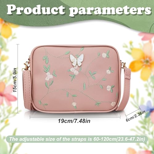 Small Crossbody Bag, Crossbody Bag Sling Purse for Women with Detachable Shoulder Strap and Embroidery Pattern2