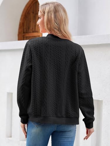 Women's Zip up Sweatshirt Jacket Stand Collar Hoodless Outerwear Casual Coat with Pockets4