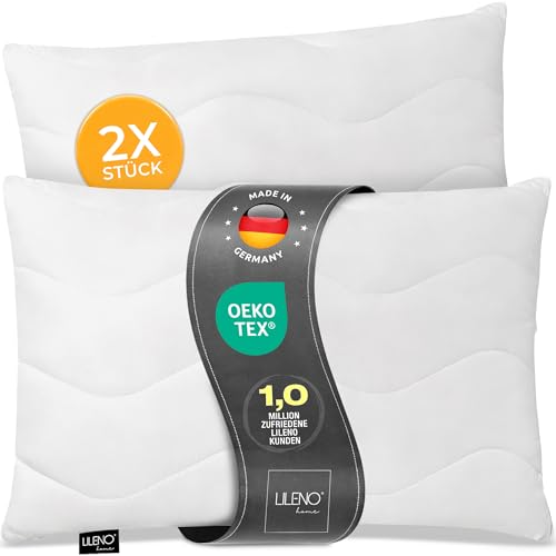 LILENO HOME Kissen 50x75 (2er Set) – 95 °C waschbar, Oeko-Tex & Made in DE – Allergiker Kopfkissen 50x75 anpassbar für himmlischen Schlaf – Haut schmeichelndes & geruchsfreies Pillow