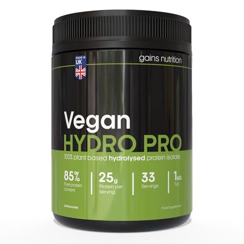 GN Vegan Hydro Pro Hydrolysed Protein Powder Tub | 1kg Unflavoured Pea Protein Powder - Hydrolysed & Plant Based | 25g per Serving | Pea Protein Isolate | Non-GMO