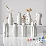 OERGKE White Ceramic Vase with Painting Kit Small vases for Flowers, Home Farmhouse Decor Modern Boho Vases for Living Room, Office, Dining Table, Bedroom, Kitchen Shelf(8packs)