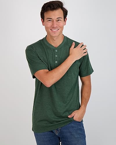 Image of Real Essentials 3 Pack: Mens Casual Long & Short Sleeve Cotton Henley Lightweight Button T-Shirt, Long Sleeve - Set