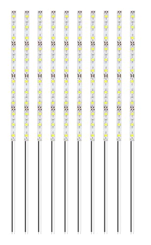 HUAZIZ 10 Pezzi 200mm Pre Cablato Striscia 2835 LED SMD, Modellismo LED, Luce Autoadesiva 12-18V, Bianco