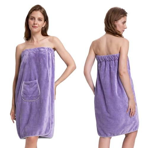 Image of PJGGZ Towel Wrap for Women, Three Adjust Clasps Closure Bath Wraps After Shower Spa Sauna Bathrobe(Available in Plus Size)