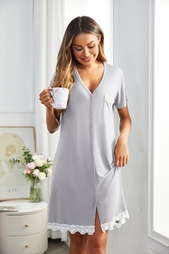 Robe de nuit grossesse Ekouaer pour des matins câlins en toute liberté