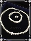 brautschmuck set perlen günstig  3 er SET Brautschmuck Perlen Perlenkette Haarschmuck Hochzeit Strass ivory elfenbein Armband