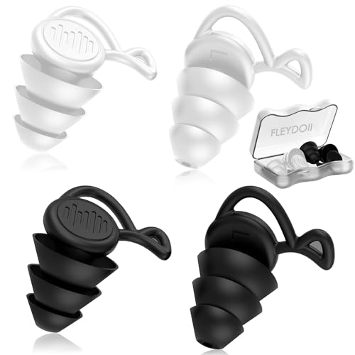 耳栓 睡眠用 遮音 安眠 3層超防音 ノイズ低減 35dB 騒音対策 リラックス 聴覚プロテクション 快眠 仕事 飛行機 勉強 繰り返し 使用可能 水洗い可能 運び便利 男女兼用 (ブラック+ホワイト各1ペア)