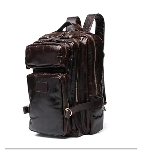Sac à dos en cuir véritable marron café pour hommes idéal voyage