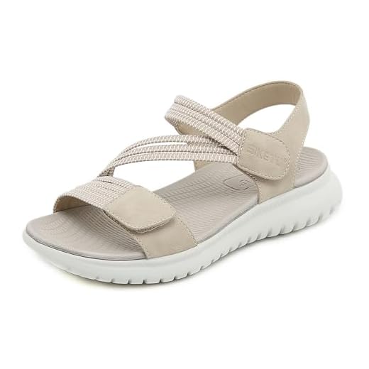 Meik Mangni Sandales Sport Femme Mode - Sandales de Randonnée été Bout Ouvert - Confortables Chaussures de Plage Beige B 39 EU
