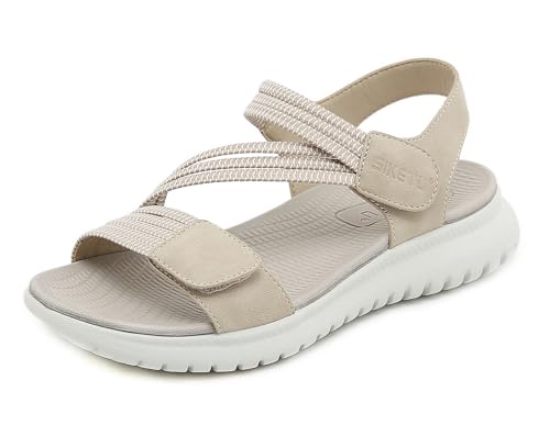 Meik Mangni Sandalias Deportivas Mujer Verano Sandalias de Caminar Punta Abierta Moda Sandalias de Playa Beige B 38 EU