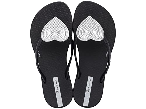Ipanema Wave Heart Ii Kids Flip Flops - Stylish And Comfortable Summer Sandals With Non-Slip Sole For Active Play, Black And Silver, Size 4 #TOP27