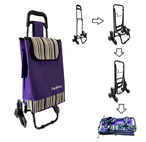 TAVALAX® Tris Floral - Carrito de la compra con ruedas (estructura de acero, plegable y resistente al agua)