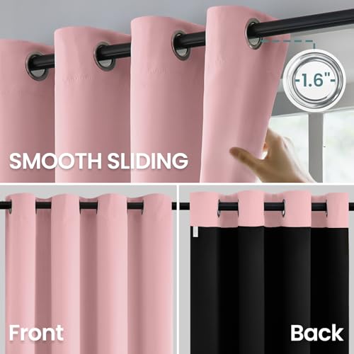 Image of COSVIYA 100% Peach Pink Blackout Curtains for Kids Room 54 Inches Length