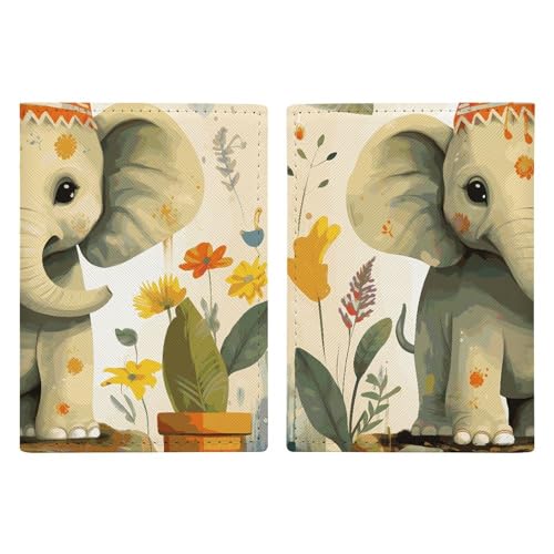 Porte-passeport cadeau de voyage en cuir motif éléphant de dessin animé