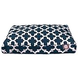 Navy Trellis Large Rectangle Indoor Outdoor Pet Dog Bed With Removable Washable Cover By Majestic Pet Products
