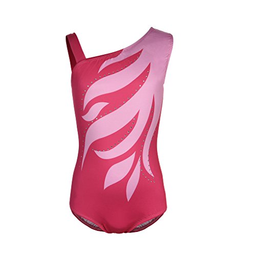 Girls Flame Printed Metallic Athletic Ballet Dance Beginner Gymnastic Leotards Pink Size 10