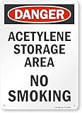 SmartSign 'Danger - Acetylene Storage Area, No Smoking' Sign | 10' x 14' Aluminum
