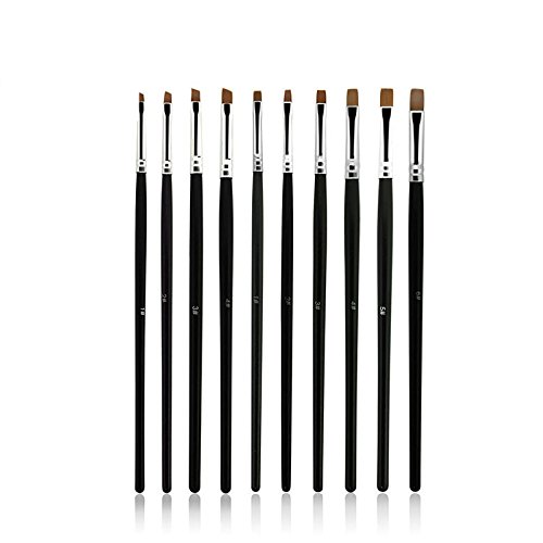 KADS 10Pcs Gel Nail Brushes Flat & Slanted Head Brush Clean Up Brush for Cleaning Polish Mistakes on the Cuticles, Acetone Resistant Nail Brush, Fingernail Cleaning Brushes for Nail Art and Designs