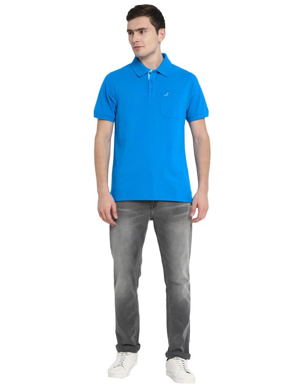 Image of AMERICAN CREW 60% Cotton, 40% Polyester Polo Collar T-Shirt for Men with Pocket, Regular Fit
