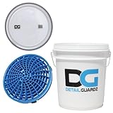 【正規輸入品】DETAIL GUARDZ（ディテール ガーズ） ダートロック（DIRT LOCK）＆DGオリジナルバケツ(クリアホワイト 半透明) ＆フタ 3点セット 洗車傷防止 洗車用品 自動車 グリットフィルター 砂と石の分離 特許取得済み (ダートロック：ブルー, バケツサイズ：18L)
