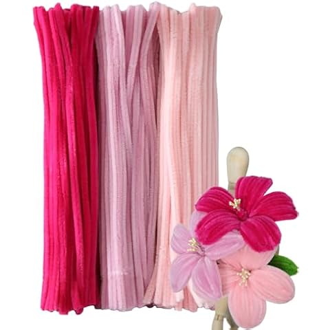 Harmoso 300pcs Pink Pipe Cleaners Bulk - Fluffy Craft Pipe Cleaners for Arts & Crafts, Ideal for Making Flowers, Animals & Decorations (12 x 0.24 inches) Cover
