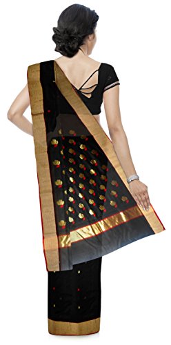 CHANDERI HANDLOOM black chanderi silk saree – image 2