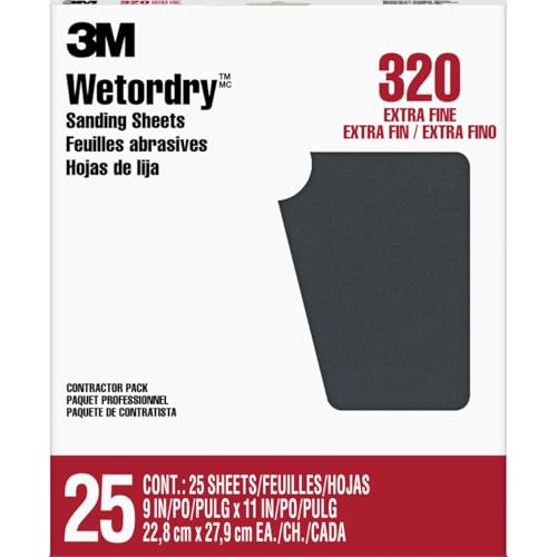3M Wetodry 320 Grit Sandpaper (25 Sheets)