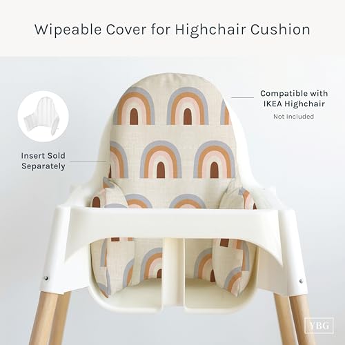 Image of Yeah Baby Goods Wipeable Cushion Cover (Boho Rainbow) - Compatible with The IKEA Antilop Highchair - Soft, Waterproof Baby High Chair Cover