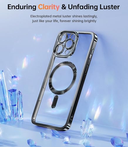 Image of mobistyle Designed for iPhone 16 Pro | Luxury Electroplating Mag-Safe Case | Camera Lens Protection Back Cover Case for iPhone 16 Pro (Meg-Safe Black)