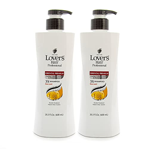 2-PACK Lover's Hair Professional Oriental Premium 3X Shampoo 20.3 Fl.Oz. (600ml) Ginseng Camellia Seed Oil Oriental Essence Treatment Shampoo