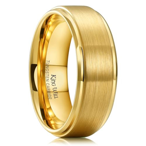 King Will Glory 8mm Tungsten Carbide Ring with 14K Gold Finish