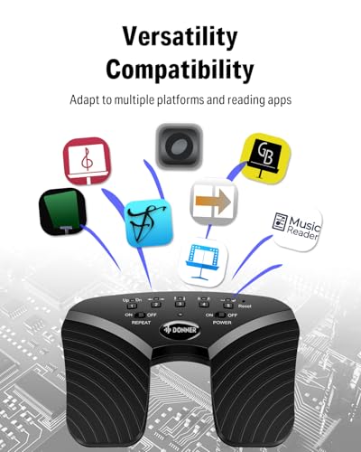 Donner Wireless Page Turner Pedal, Rechargeable Music Page Turner foot pedal for Tablets Phone, Black - image 3