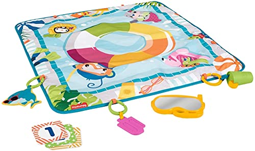 Image of Fisher-Price Dive Right in Activity Mat, Pool-Themed playmat with 4 Toys for Newborn Baby
