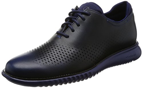 Image of Cole Haan Men's Shoes - 2.Zerogrand Casual Lightweight Leather Laser Wingtip Oxford, Marine Blue, 8.5-M US
