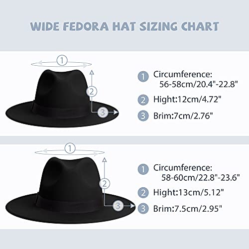 Image of Womens & Mens Fedora Hats, Wide Brim Fedora Hats for Women Men