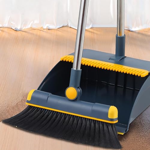 Besen Und Staubschange Set - Dustpan Und Pinsel | Stehende Staubpfanne Mit Kammzähne | Langgattes Leichtgriff Im Innenbesen, Innenreinigungszubehör Für Haus, Garage, Leben, Esszimmer & Schlafzimmer – Bild 6