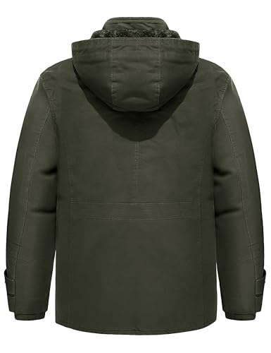 TACVASEN Men's Winter Jacket Cotton Military Jackets Fleece Lined Thick Work Warm Cargo Coats with Hooded - Image 3