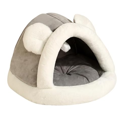 Yongtai犬小屋 ペットハウス ドームベッド 犬用ベッド 冬用屋根 室内 秋冬用 猫ハウス 犬用ベッド ペットベッド 小型犬 洗える 収納 断熱 犬 猫 ペット用品 (グレー, S(35*33*28cm))